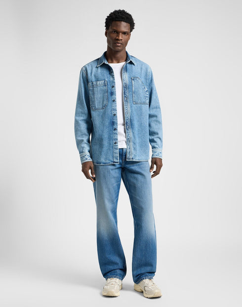 Lee Unisex Engineer Overshirt In Blue Meadow Wash