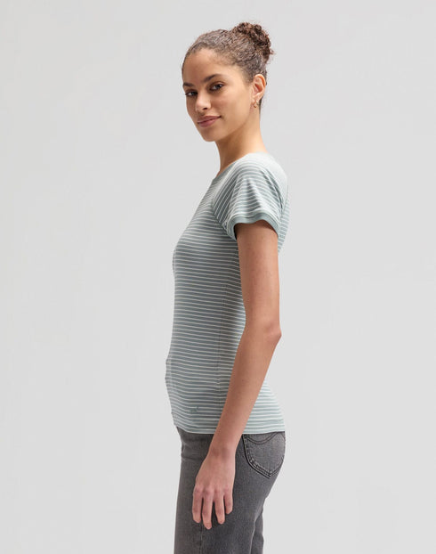 Lee Women's Baby T-Shirt In Desert Sage Stripe - Rodeo In