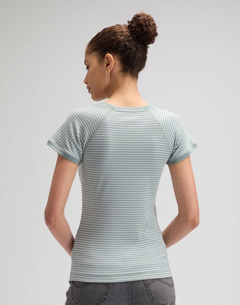 Lee Women's Baby T-Shirt In Desert Sage Stripe - Rodeo In