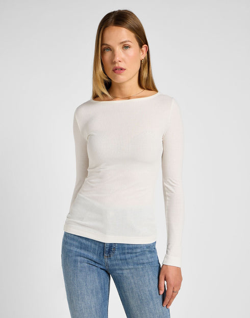 Lee Women's Boat Neck T-Shirt in Ecru - Rodeo In