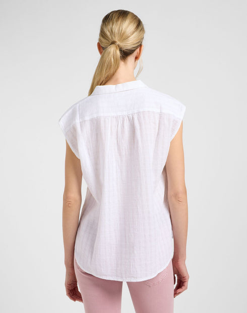 Lee Women's Cap Sleeve Shirt In Bright White