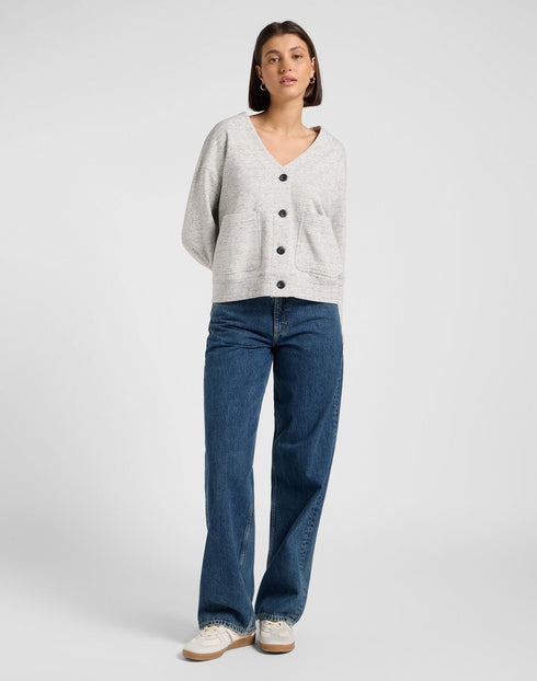 Lee Women's Cardigan Sweater In Gray Space Dye - Rodeo In