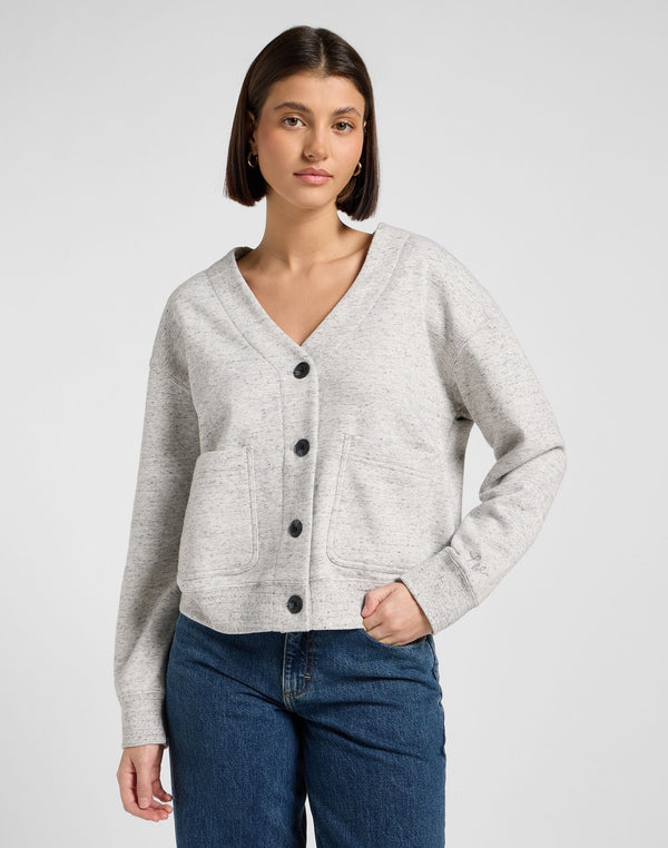 Lee Women's Cardigan Sweater In Gray Space Dye - Rodeo In