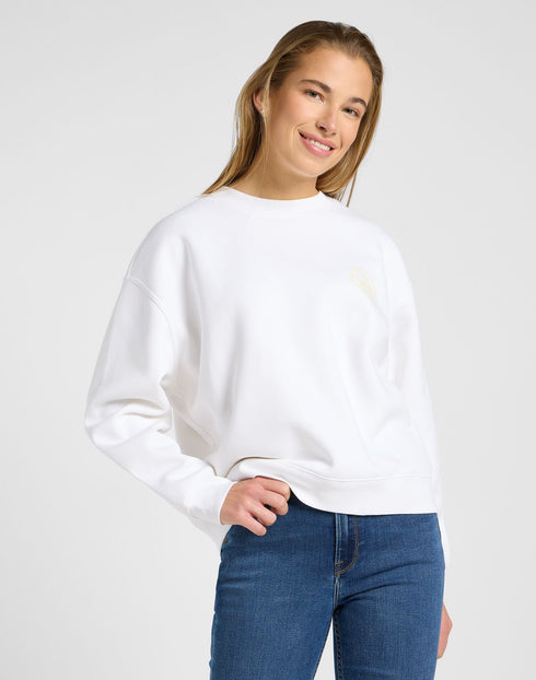 Lee Women's Crew Neck Sweatshirt In Bright White - Rodeo In