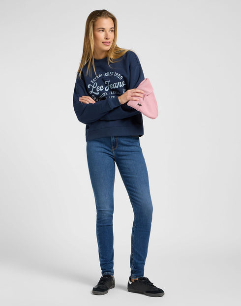 Lee Women's Crew Neck Sweatshirt In Mood Indigo