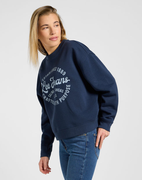 Lee Women's Crew Neck Sweatshirt In Mood Indigo
