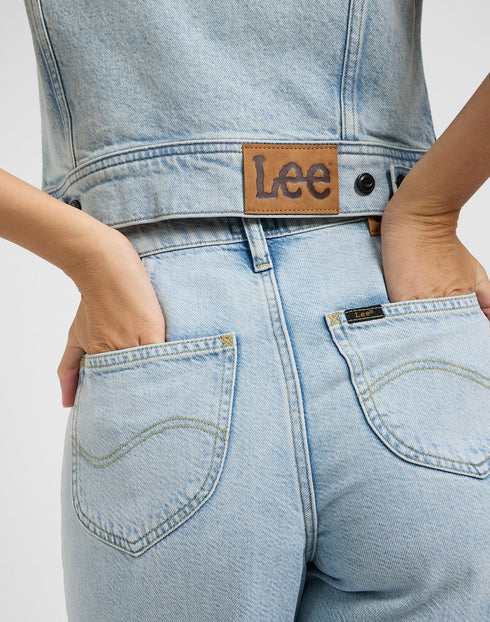 Lee Women's Cropped Rider Denim Vest In Hint Of Rain - Rodeo In