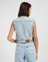 Lee Women's Cropped Rider Denim Vest In Hint Of Rain - Rodeo In