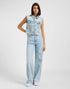 Lee Women's Cropped Rider Denim Vest In Hint Of Rain - Rodeo In