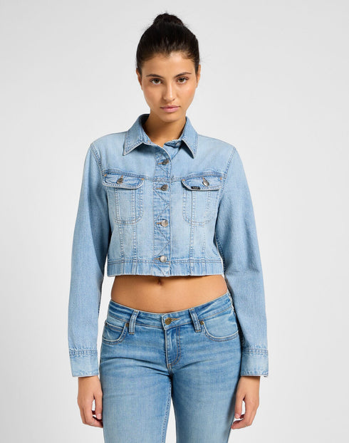 Lee Women's Cropped Rider Shirt in Modern Blue - Rodeo In