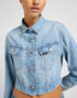 Lee Women's Cropped Rider Shirt in Modern Blue - Rodeo In