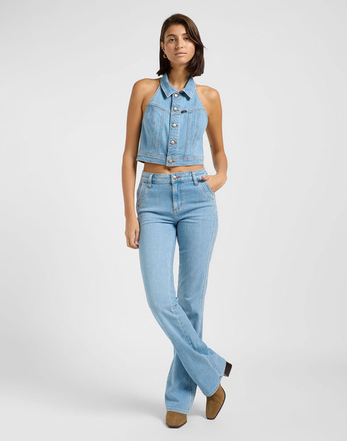 Lee Women's Double Seamed Halter Denim Vest In Minor Key