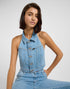 Lee Women's Double Seamed Halter Denim Vest In Minor Key