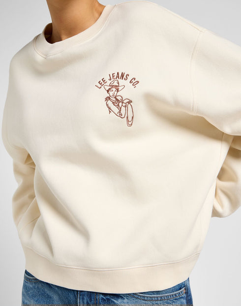 Lee Women's Graphic Crew Sweatshirt in Ecru