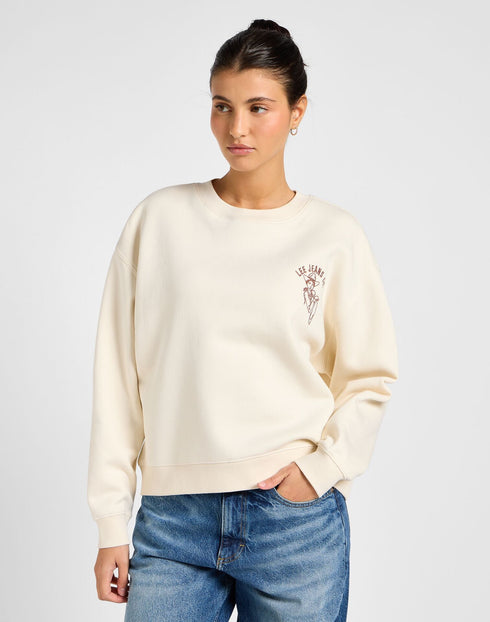 Lee Women's Graphic Crew Sweatshirt in Ecru