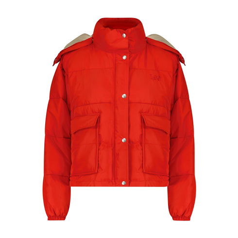Lee Women's Hooded Short Puffer Jacket In True Red - Rodeo In