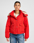 Lee Women's Hooded Short Puffer Jacket In True Red