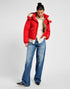 Lee Women's Hooded Short Puffer Jacket In True Red