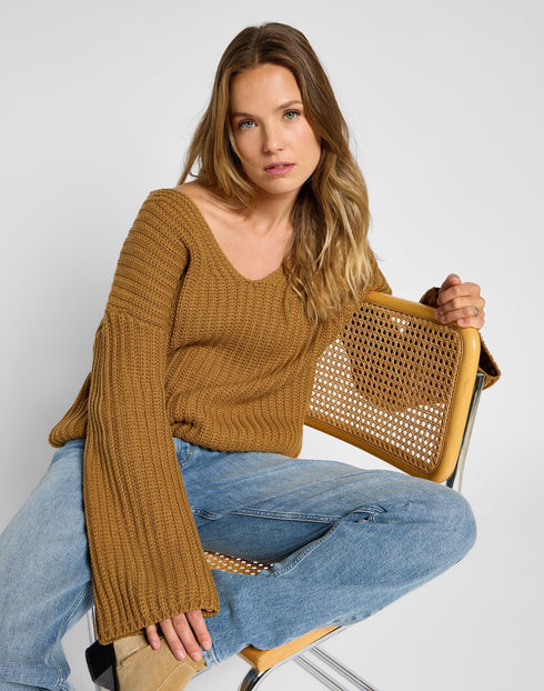 Lee Women's Kimono Sleeve Knit Sweater in Glazed Ginger