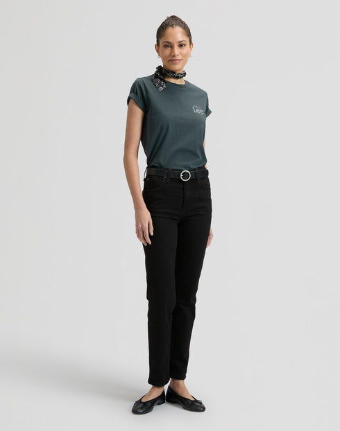 Lee Women's Logo T-Shirt In Washed Black - Rodeo In