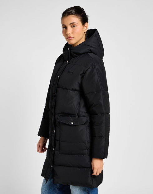 Lee Women's Long Puffer Jacket In Union Black