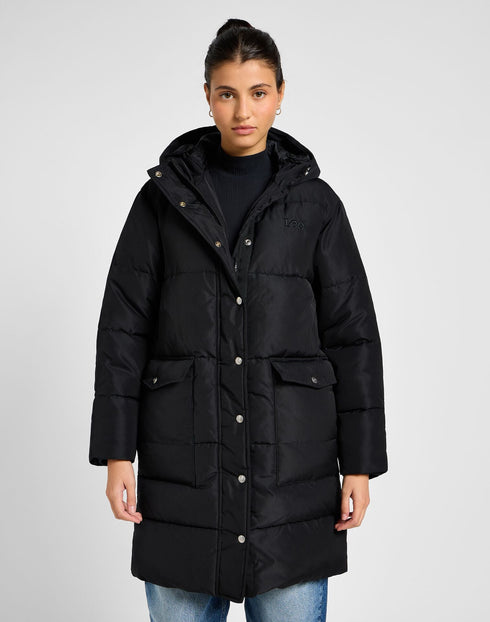 Lee Women's Long Puffer Jacket In Union Black