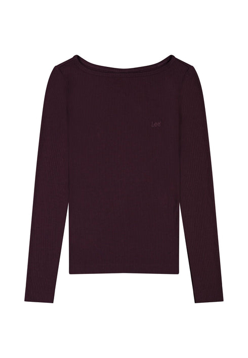 Lee Women's Long Sleeve Boat Neck T-Shirt In Deep Wine