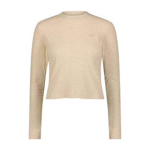 Lee Women's Long Sleeve Cropped Rib T-Shirt In Oatmeal