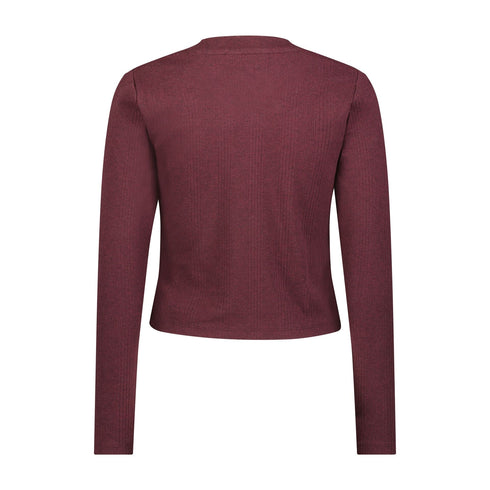 Lee Women's Long Sleeve Cropped Rib T-Shirt in Velvet Beet