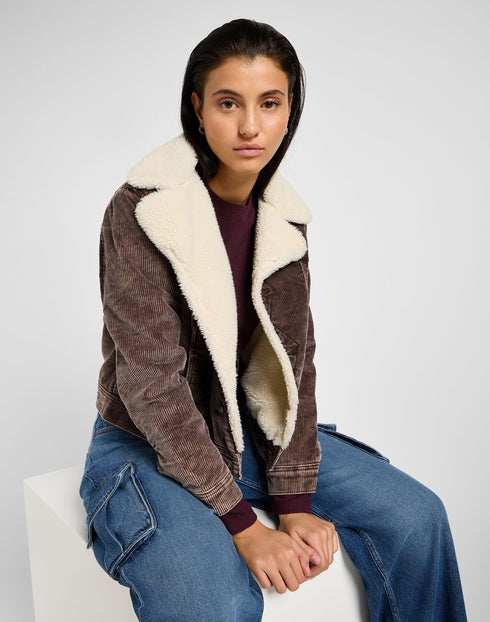 Lee Women's Long Sleeve Cropped Rib T-Shirt in Velvet Beet