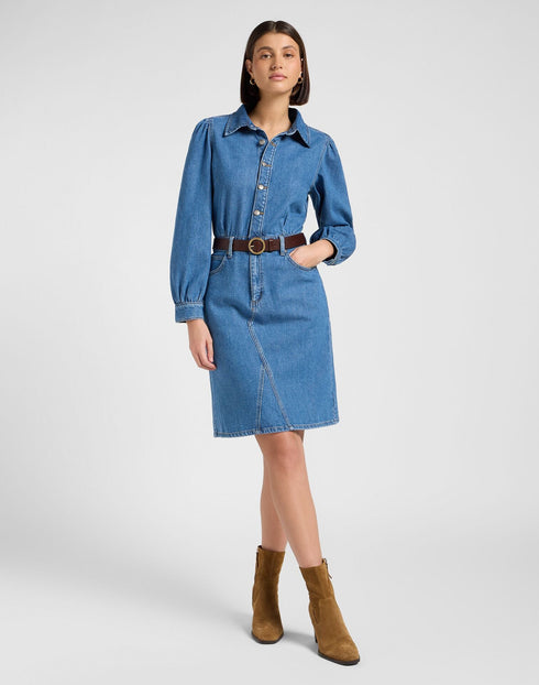 Lee Women's Long Sleeve Dress In Fine Blue - Rodeo In