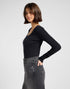 Lee Women's Long Sleeve Square Nech T-Shirt In Black - Rodeo In