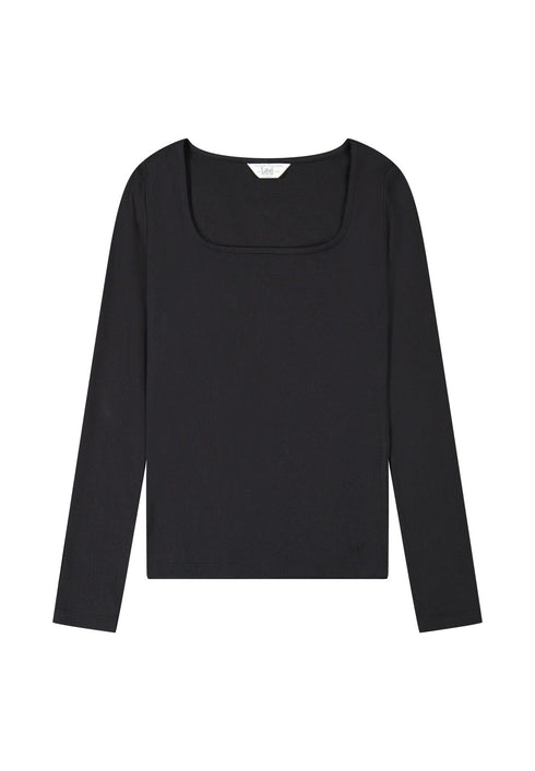 Lee Women's Long Sleeve Square Nech T-Shirt In Black - Rodeo In