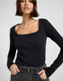 Lee Women's Long Sleeve Square Nech T-Shirt In Black - Rodeo In