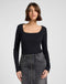 Lee Women's Long Sleeve Square Nech T-Shirt In Black