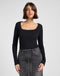 Lee Women's Long Sleeve Square Nech T-Shirt In Black - Rodeo In
