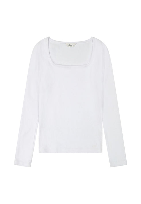 Lee Women's Long Sleeve Square Nech T-Shirt In Bright White