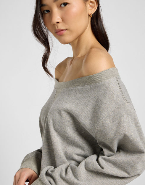 Lee Women's Off Shoulder Sweatshirt in Grey Heather - Rodeo In