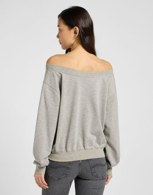 Lee Women's Off Shoulder Sweatshirt in Grey Heather - Rodeo In