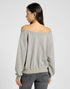 Lee Women's Off Shoulder Sweatshirt in Grey Heather - Rodeo In