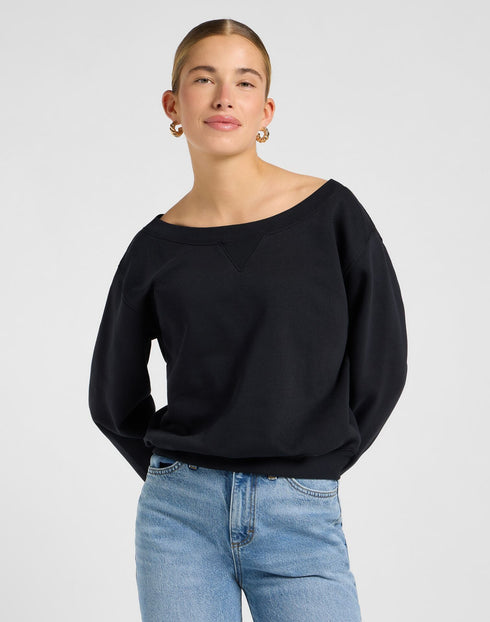 Lee Women's Off Shoulder Sweatshirt in Unionall Black