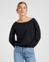 Lee Women's Off Shoulder Sweatshirt in Unionall Black