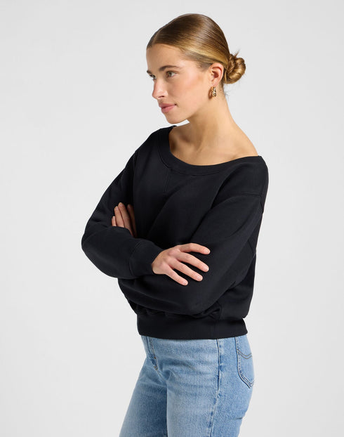Lee Women's Off Shoulder Sweatshirt in Unionall Black