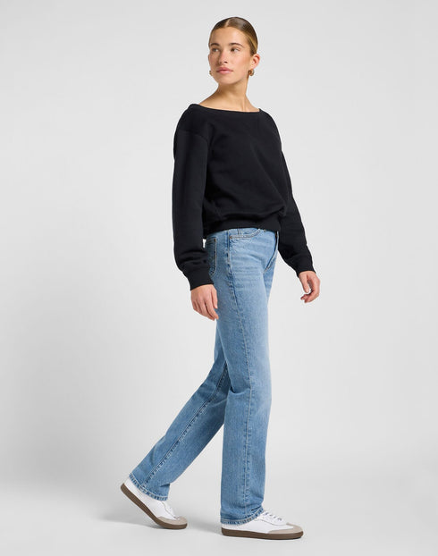 Lee Women's Off Shoulder Sweatshirt in Unionall Black