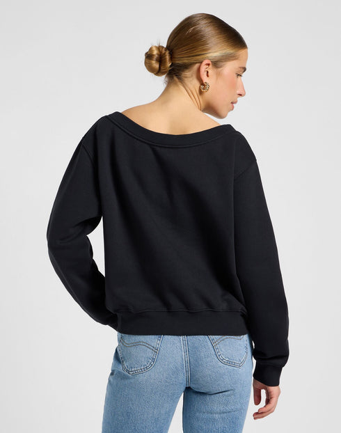 Lee Women's Off Shoulder Sweatshirt in Unionall Black