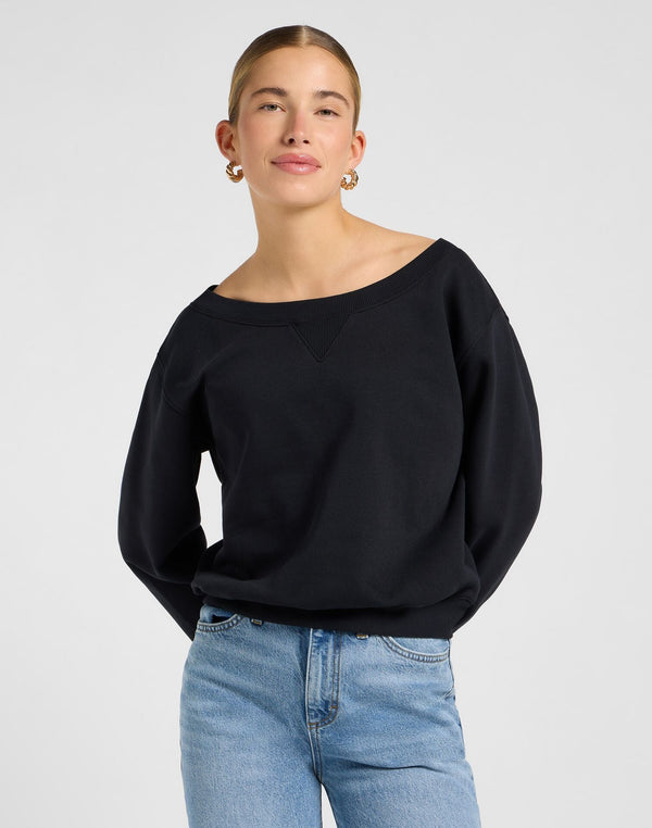 Lee Women's Off Shoulder Sweatshirt in Unionall Black - Rodeo In