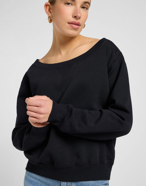 Lee Women's Off Shoulder Sweatshirt in Unionall Black