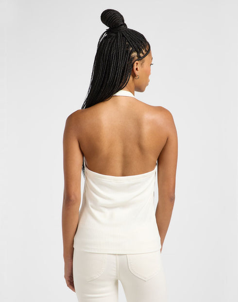 Lee Women's Open Back Halter Tank Top In Ecru - Rodeo In