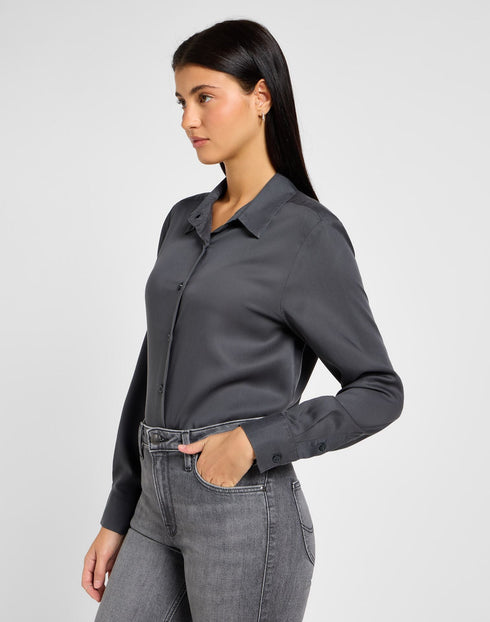 Lee Women's Pocketless Shirt in Dark Muted Gray