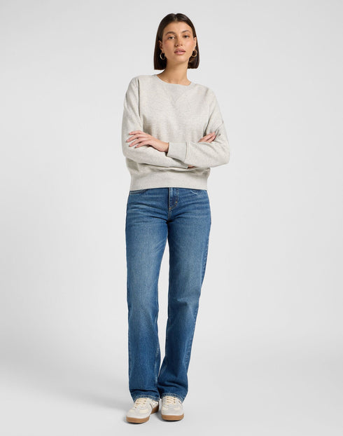 Lee Women's Raglan Crew Neck Sweatshirt In Grey Heather - Rodeo In